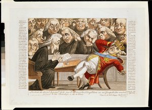 De Engelse minister leest het keizerlijk decreet voor aan George III waarin wordt verklaard dat de Britse eilanden onderworpen zijn aan een blokkade, 21 november 1807